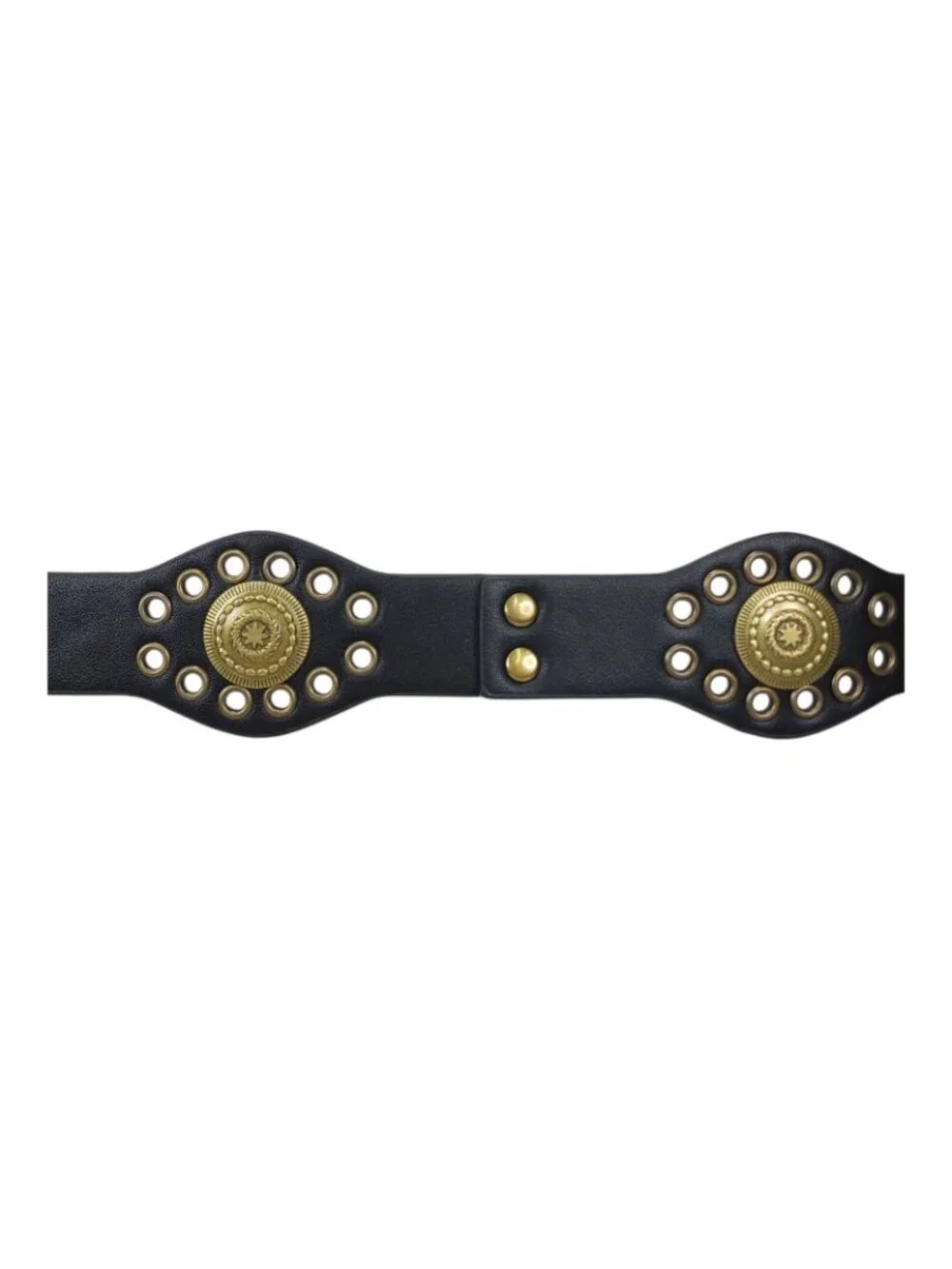 La Valentina Womens Black Belt S/M With Brass Buckle & Eyelets 1 7/8